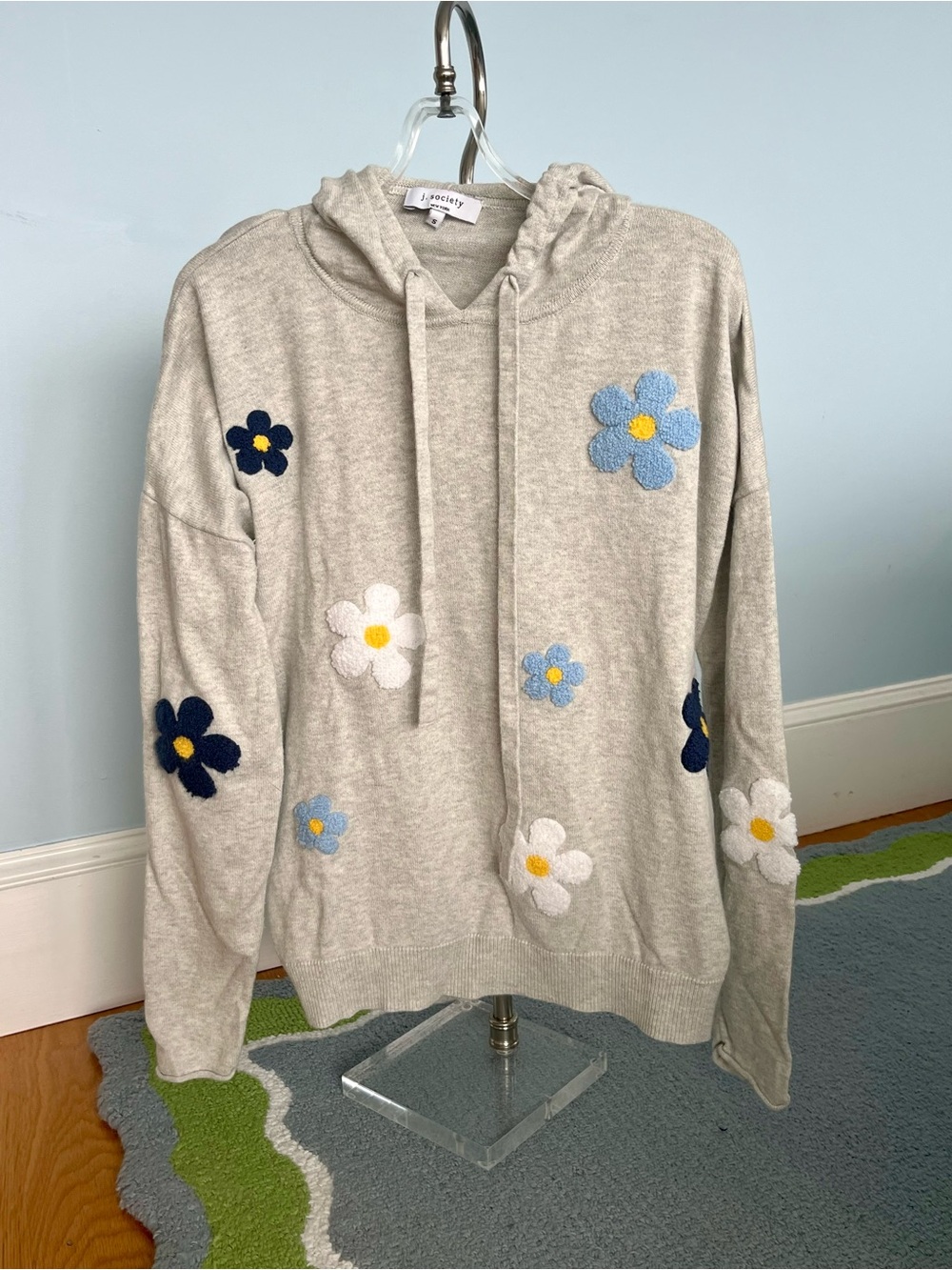 J. Society New York Daisy Hoodie Sweater in gray.